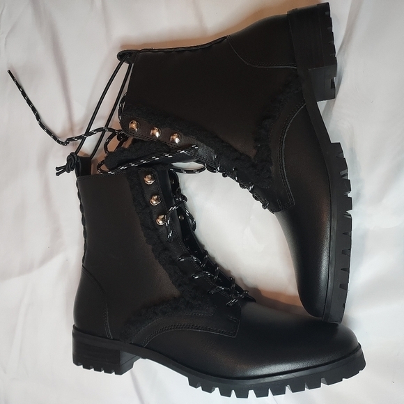 KATE Spade Women's leather faux fur Combat Boot - Picture 6 of 11